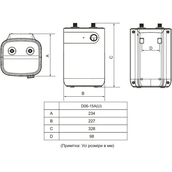 Водонагрівач Midea D06-15A(U) (50 л, Мокрий ТЕН)